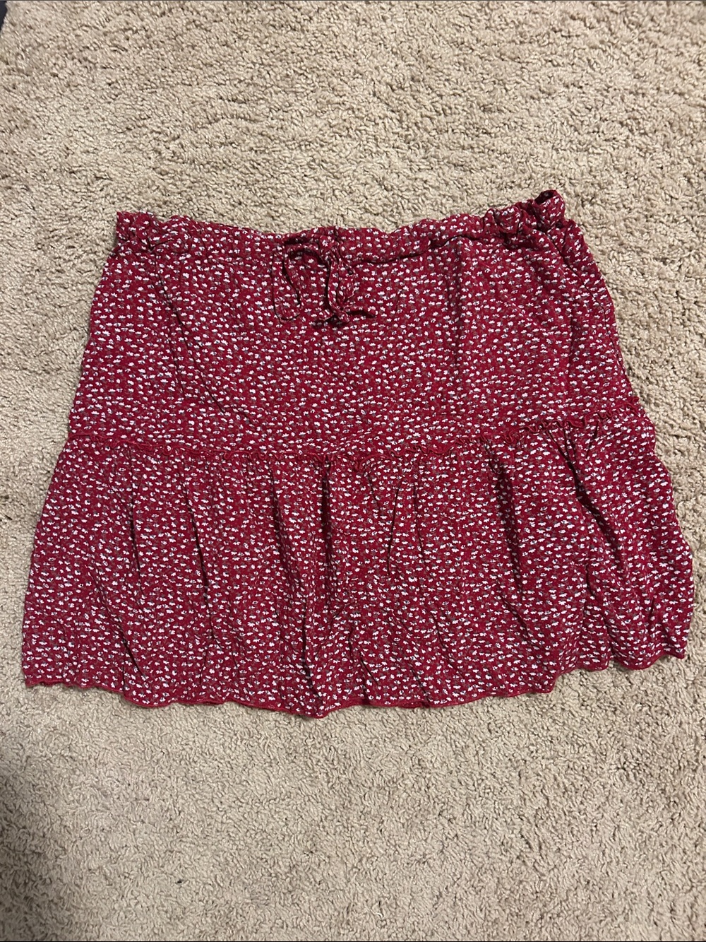 Brandy Melville Red Floral Ruffle Mini Skirt